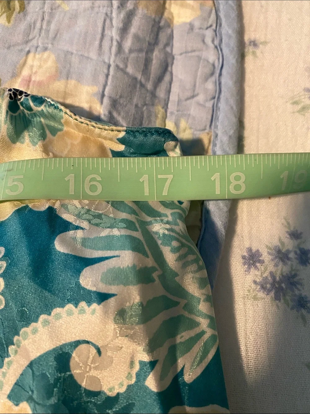 August silk vintage 90’s Floral Slip Maxi Dress in Teal and Cream - Picture 8 of 11